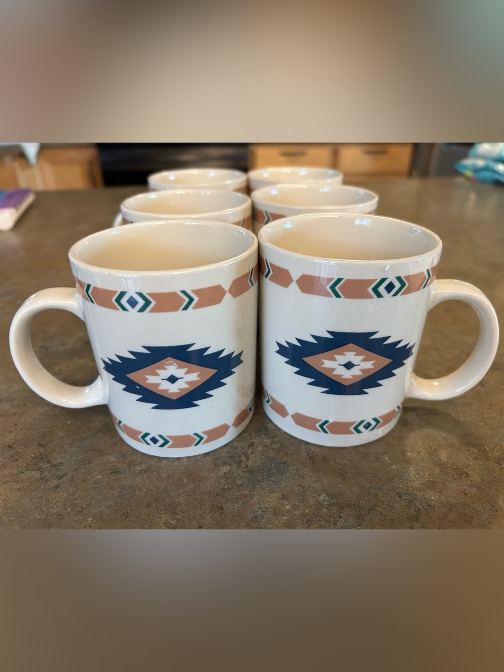 Meiwa Art Aztec Mug Set of 6